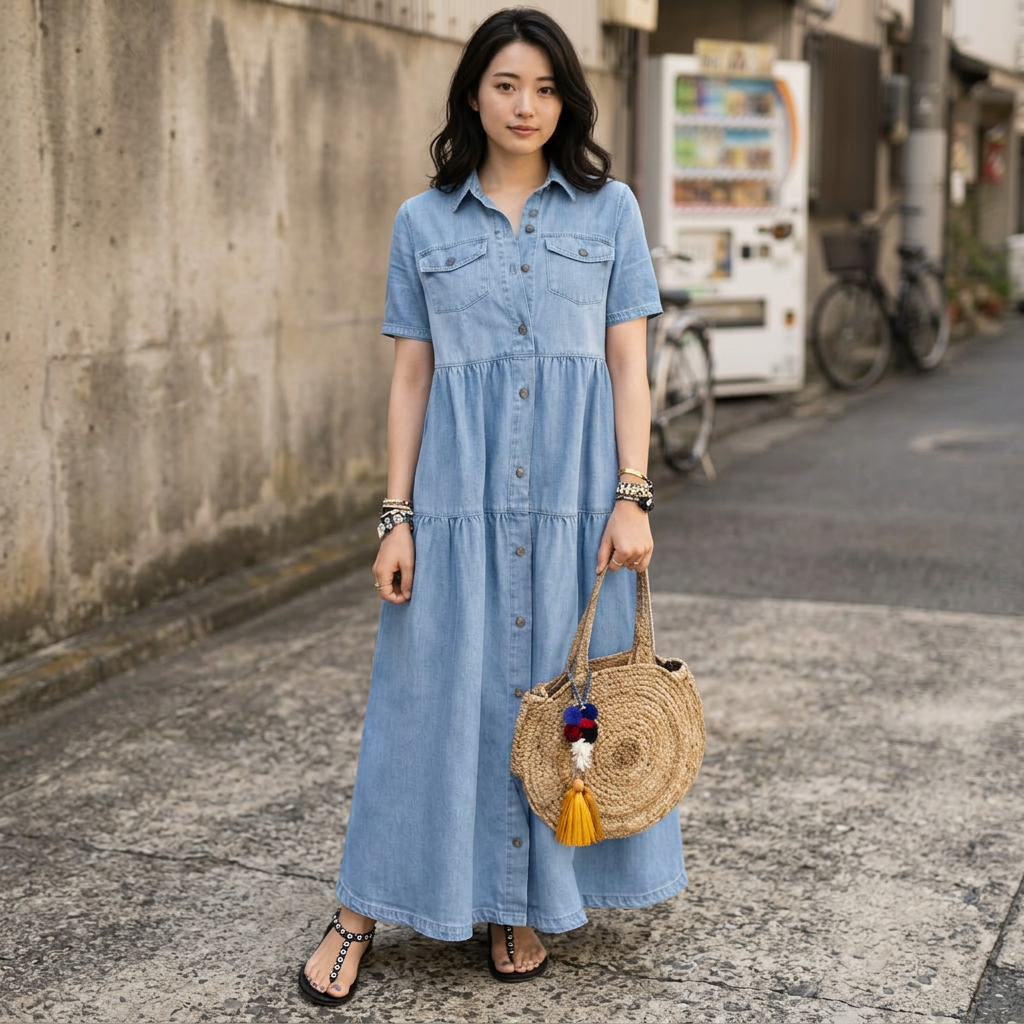 恵美 | ボタンフロント ミディワンピース