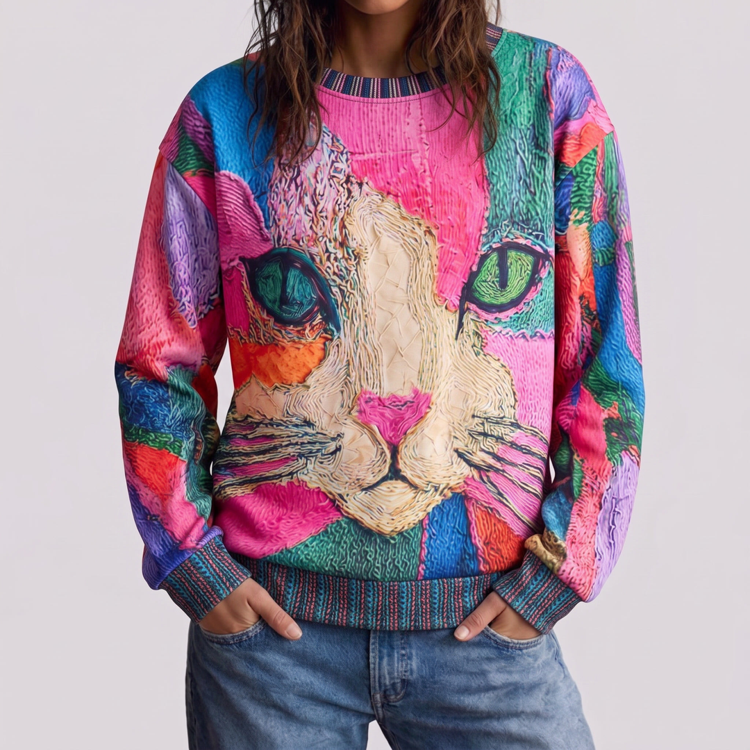 彩 | 猫モチーフ アートプリントトップス